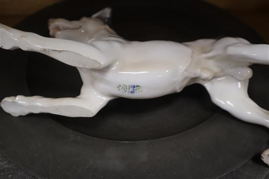 Two Bing & Grondahl dogs, two Augarten porcelain dogs and another (5)